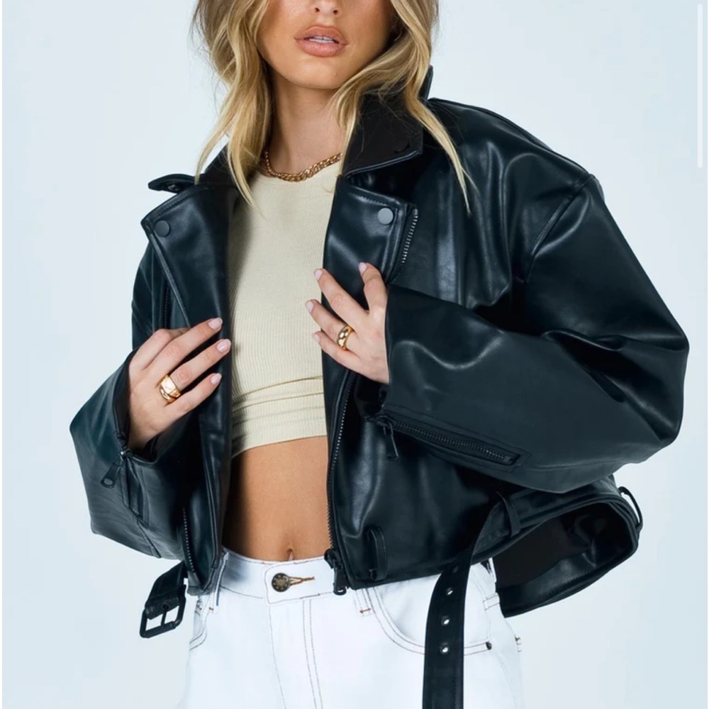 Princess polly leather crop jacket